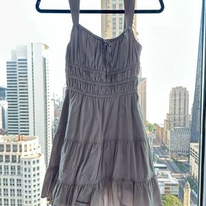 Sunday Best Gray Martine Poplin Dress Women’s XS Sundress Flare Adjustable Strap